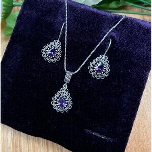 925 Sterling Silver Turkish Filigree Wedding Jewelry Set for Women, HandmadeGift